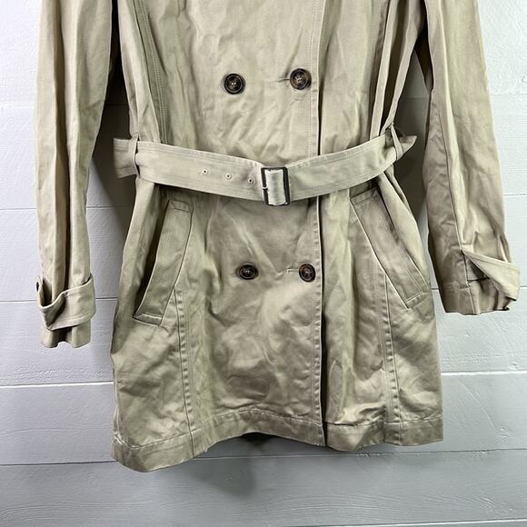 COMPTOIR DES COTONNIERS Tan Cotton Trench Coat Jacket‎ Double Breasted Size 42 - Picture 6 of 10